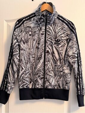 Adidas Originals Dark Navy & White Botanical print track Jacket